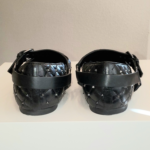 Valentino- Black Quilted Rockstud Metal Cap Toe Ballerina Flats Size 36 - Picture 4 of 6